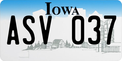 IA license plate ASV037