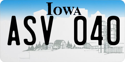 IA license plate ASV040