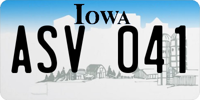 IA license plate ASV041