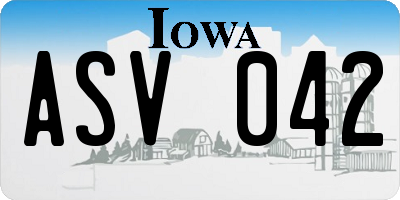IA license plate ASV042