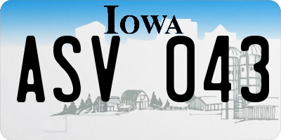 IA license plate ASV043