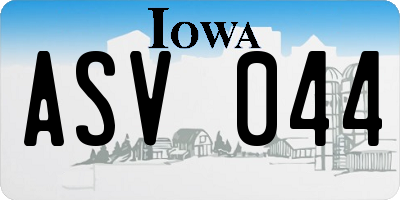 IA license plate ASV044