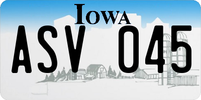 IA license plate ASV045