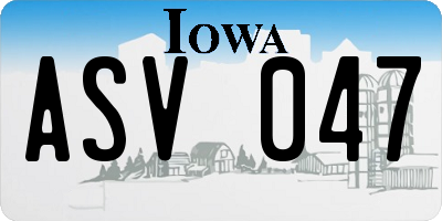 IA license plate ASV047