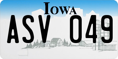 IA license plate ASV049