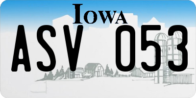 IA license plate ASV053