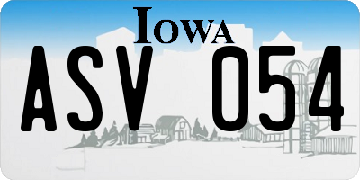 IA license plate ASV054