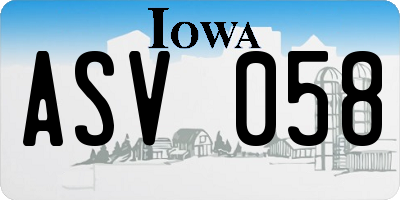 IA license plate ASV058