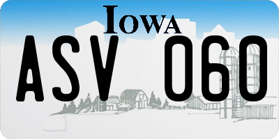 IA license plate ASV060