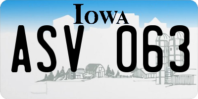 IA license plate ASV063