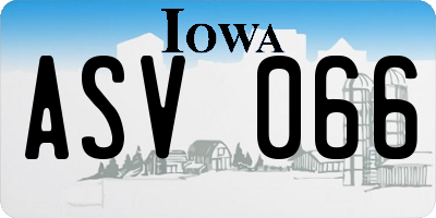 IA license plate ASV066
