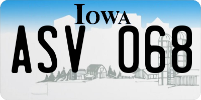 IA license plate ASV068