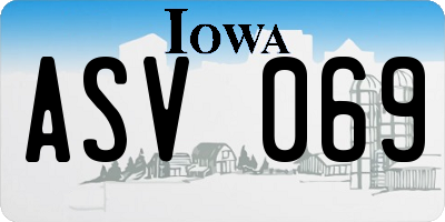 IA license plate ASV069