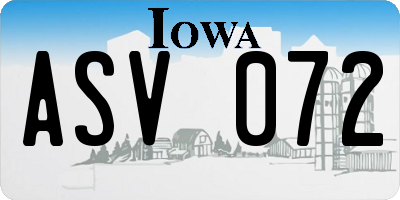 IA license plate ASV072