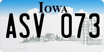 IA license plate ASV073