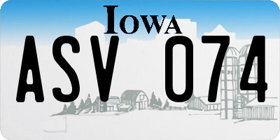 IA license plate ASV074
