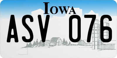 IA license plate ASV076