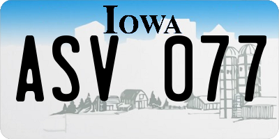 IA license plate ASV077