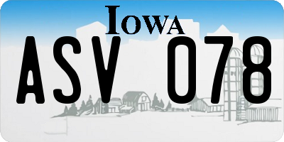 IA license plate ASV078