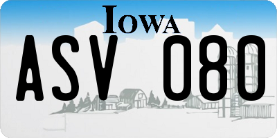 IA license plate ASV080