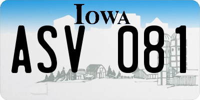IA license plate ASV081
