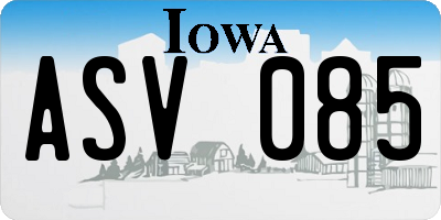 IA license plate ASV085