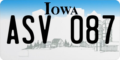 IA license plate ASV087