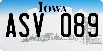 IA license plate ASV089