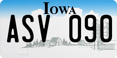 IA license plate ASV090