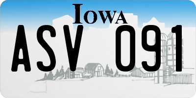 IA license plate ASV091