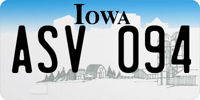 IA license plate ASV094