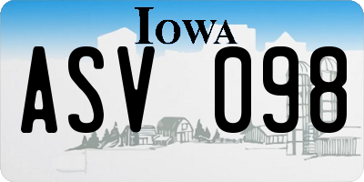 IA license plate ASV098