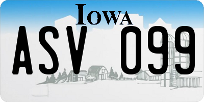 IA license plate ASV099