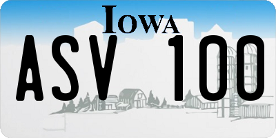 IA license plate ASV100