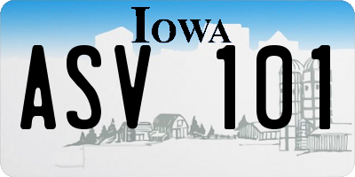 IA license plate ASV101