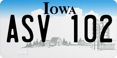 IA license plate ASV102