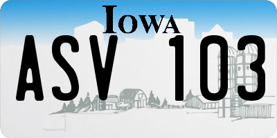 IA license plate ASV103