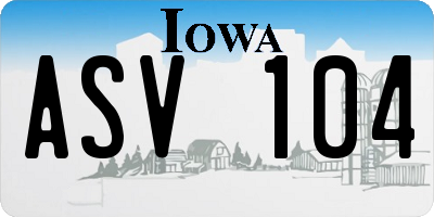 IA license plate ASV104