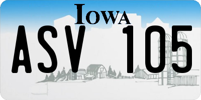 IA license plate ASV105
