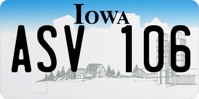 IA license plate ASV106