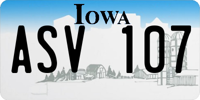 IA license plate ASV107