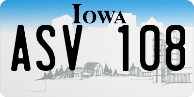 IA license plate ASV108