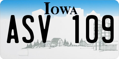 IA license plate ASV109