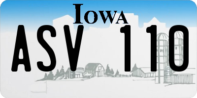 IA license plate ASV110