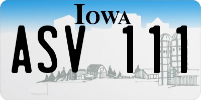 IA license plate ASV111