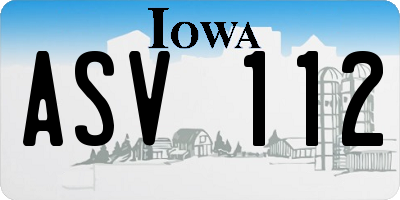 IA license plate ASV112