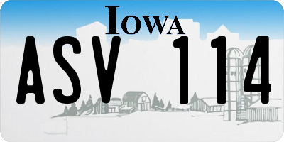 IA license plate ASV114