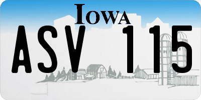 IA license plate ASV115