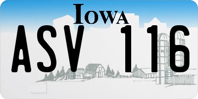 IA license plate ASV116