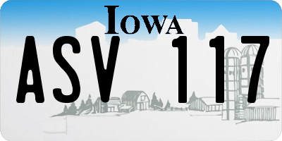 IA license plate ASV117